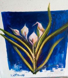 Quadro olio su tela 50x50 soggetto fiori