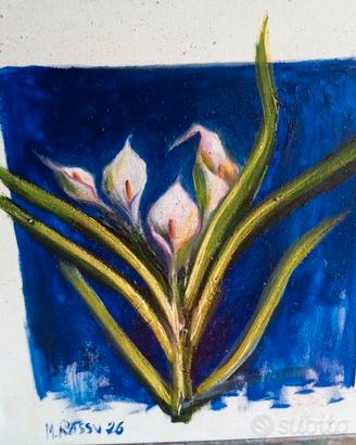 Quadro olio su tela 50x50 soggetto fiori