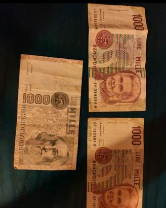 Lotto 1000 lire lira italiana tre pezzi Marco Polo