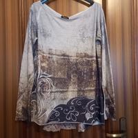 Maglia cotone, lunga, a fantasia, con pizzo, Talco