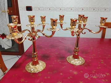 candelabri con bagno in oro 