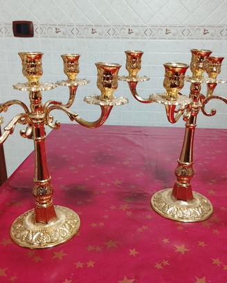 candelabri con bagno in oro 