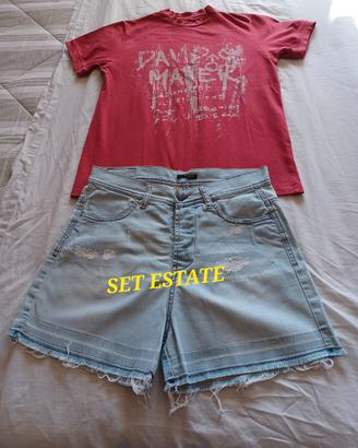 pantaloncini denim e tshirt david MAYER 
