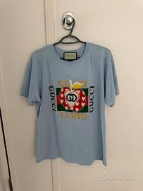 Maglietta Gucci in cotone azzurro