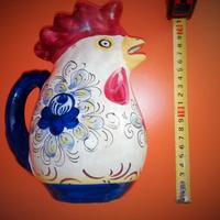 Brocca caraffa in ceramica, a forma di Gallo