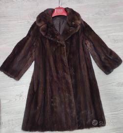 Pelliccia visone vera lunga marrone vintage XXL/3X