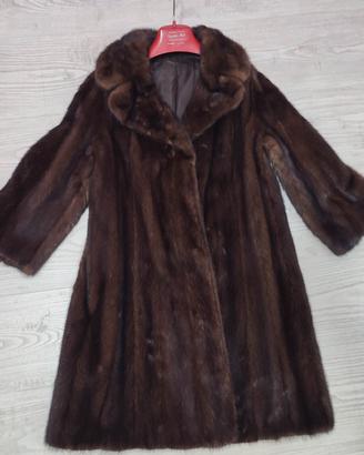 Pelliccia visone vera lunga marrone vintage XXL/3X