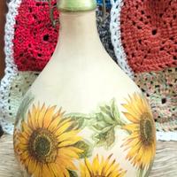 Damigiana in vetro,da 2 litri , dipinta 