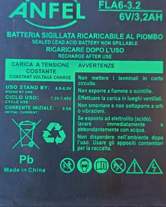 9 batterie Anfel per lampade d'emergenza 6v /3.2AH