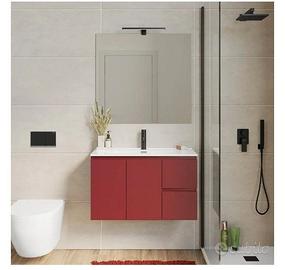 Mobile Bagno Sospeso 80cm Rosso Brik NUOVO+specch