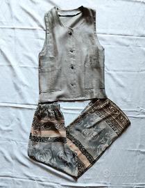Completo vintage cachi etnico boho hippy 40