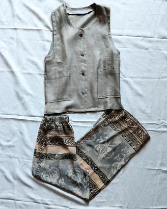 Completo vintage cachi etnico boho hippy 40