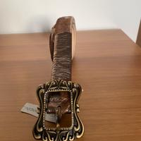 Cintura in pelle cavallino oro-marrone con strass