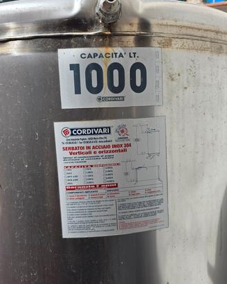 Cordivari serbatoio cisterna acciaio 1000 litri