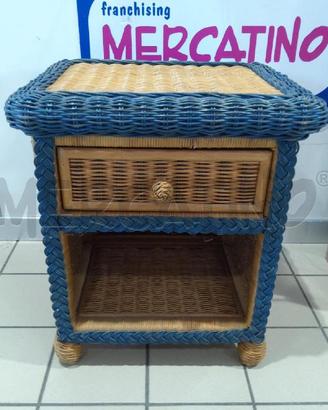 COMODINO VIMINI BICOLOR BLU 1 CASSETTO