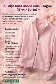 Felpa Rosa Donna Guru Taglia L (IT44 EU 40)