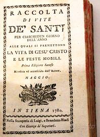 Raccolta Di Vite De Santi - Libro Antico 1780