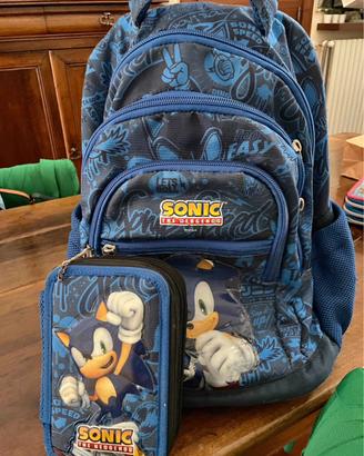 Zaino e Astuccio Sonic Scuola Elementare