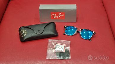 Occhiali da sole Rayban nero azzurro a specchio