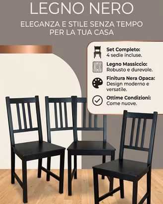 4 sedie in pino