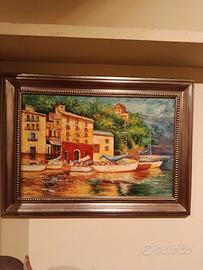 quadro d'arredamento olio su tela con cornice