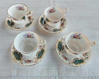 4 Tazze con Piattini Porcellana Royal Albert 