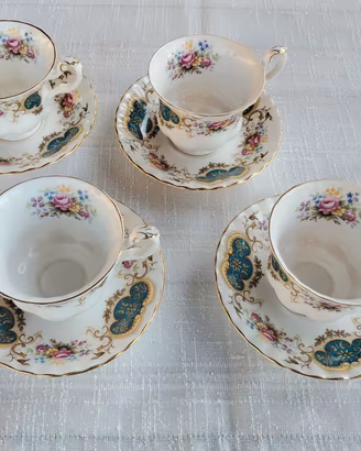 4 Tazze con Piattini Porcellana Royal Albert 