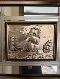 Quadro con specchio e barche a vela