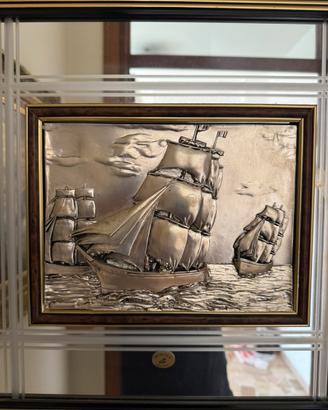 Quadro con specchio e barche a vela