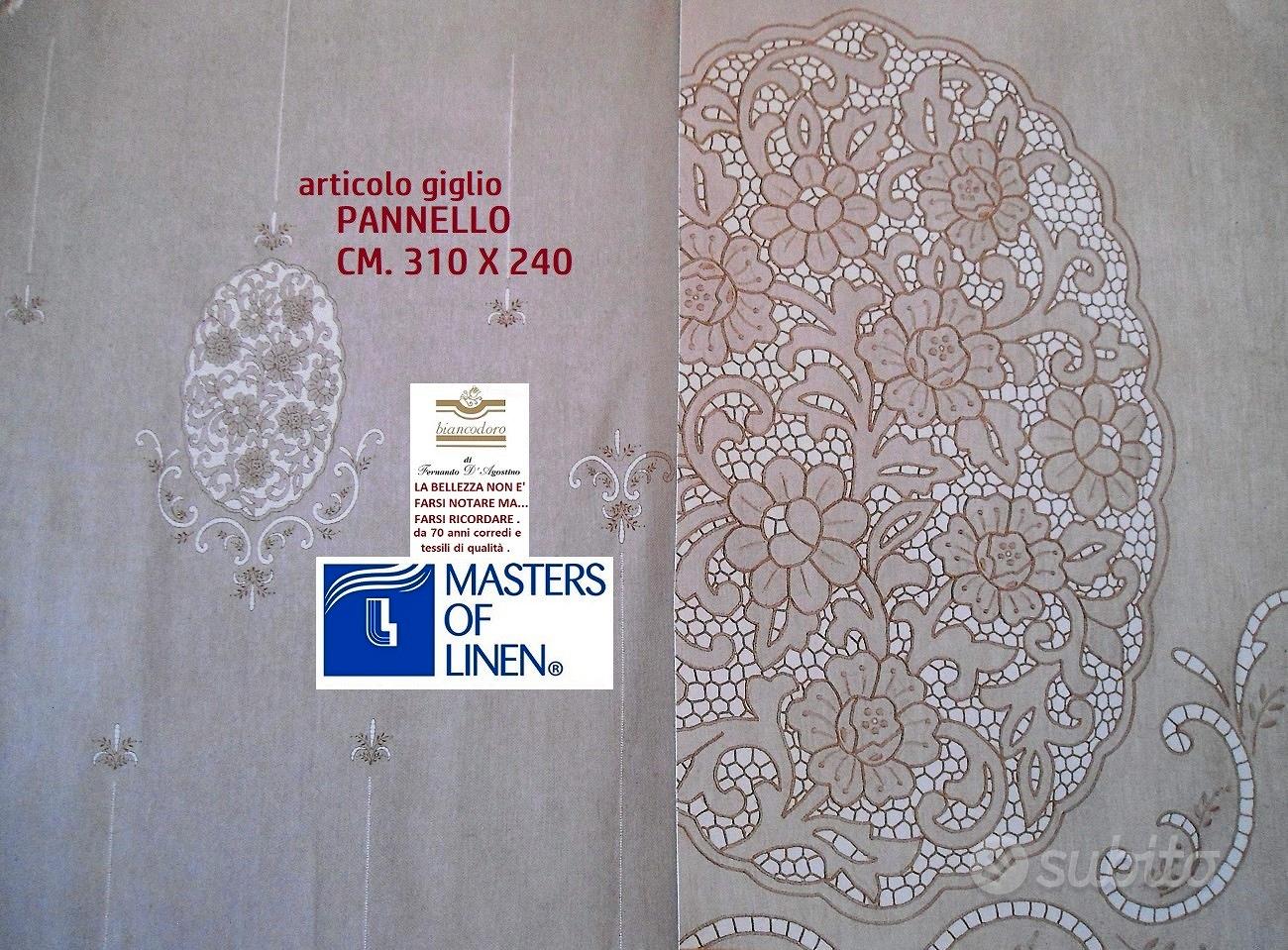 Tenda lino ricamo a mano intaglio cm. 310 x 240 - Arredamento e Casalinghi  In vendita a Lecce