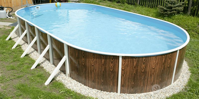 Piscina fuoriterra ovale effetto legno