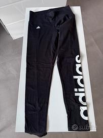 Leggings Adidas Donna XS Neri Logo Grande Bianco