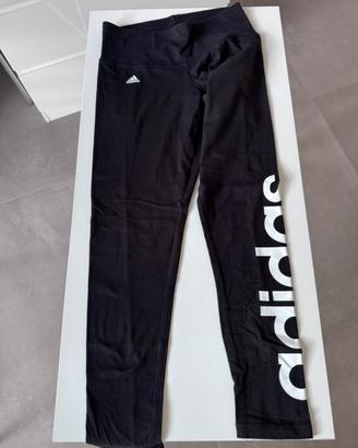 Leggings Adidas Donna XS Neri Logo Grande Bianco