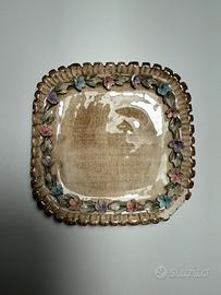 Piatto quadrato in porcellana Capodimonte 12x12cm