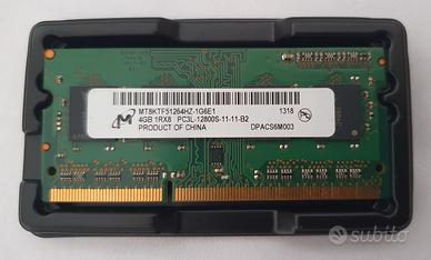 RAM DDR3L 4GB 1600MHz SO-DIMM Micron per Portatili