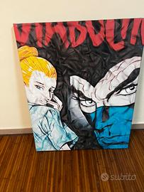 Quadro dipinto su tela”Diabolik e Eva Kant”
