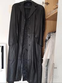 Trench lungo uomo in vera pelle