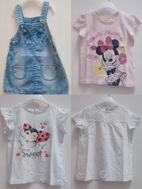 Saloppe denim e maglietta Minnie 24/36 mesi