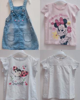 Saloppe denim e maglietta Minnie 24/36 mesi