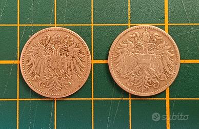Austria-Ungheria Grande Guerra coppia 10 heller 