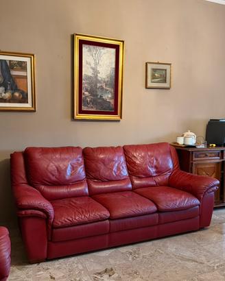 2 divani in pelle – divano letto + 2 posti