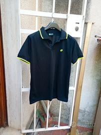 Polo Lotto maniche corte nera e giallo fluo Tg L