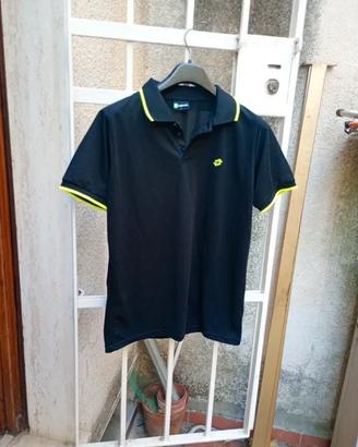 Polo Lotto maniche corte nera e giallo fluo Tg L