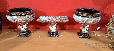 Trittico barocco con puttini in porcellana