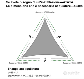Vela ombreggiante Impermeabile 3x3x3m Tenda a Vela