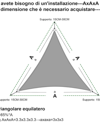 Vela ombreggiante Impermeabile 3x3x3m Tenda a Vela