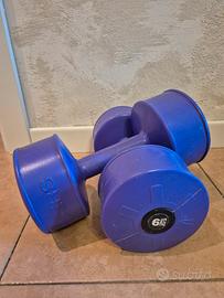 2 pesi palestra 6 kg totale 12 kg
