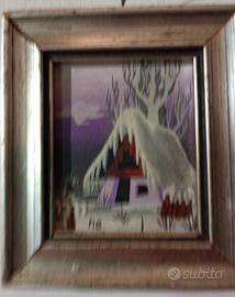 quadro miniatura Naif ad olio incorniciato