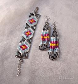 Bracciale vintage etnico nativi America orecchini