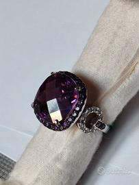 Anello in argento 925 con pietra color ametista